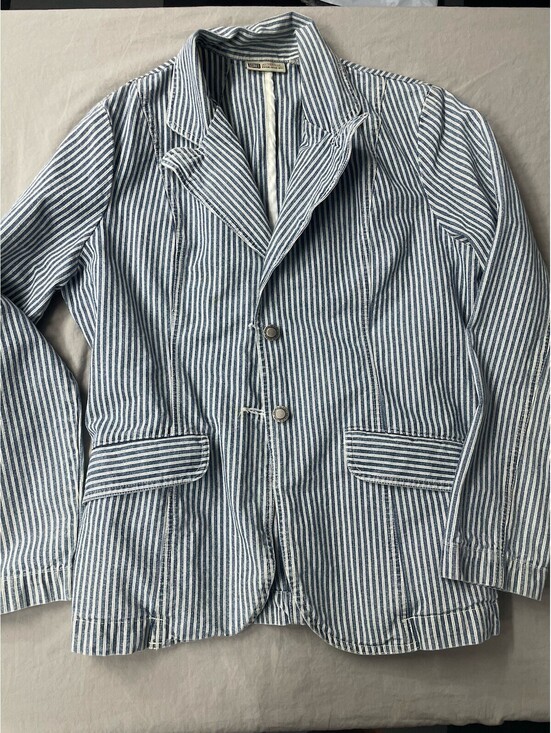 Faded Glory Jackets & Blazers - Vintage Faded Glory Denim Stripe Jacket Size Large